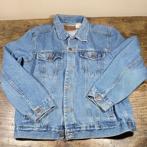 CE Schmidt Workwear Sz XL Blue Jean Denim Trucker Jacket Unlined Streetwear